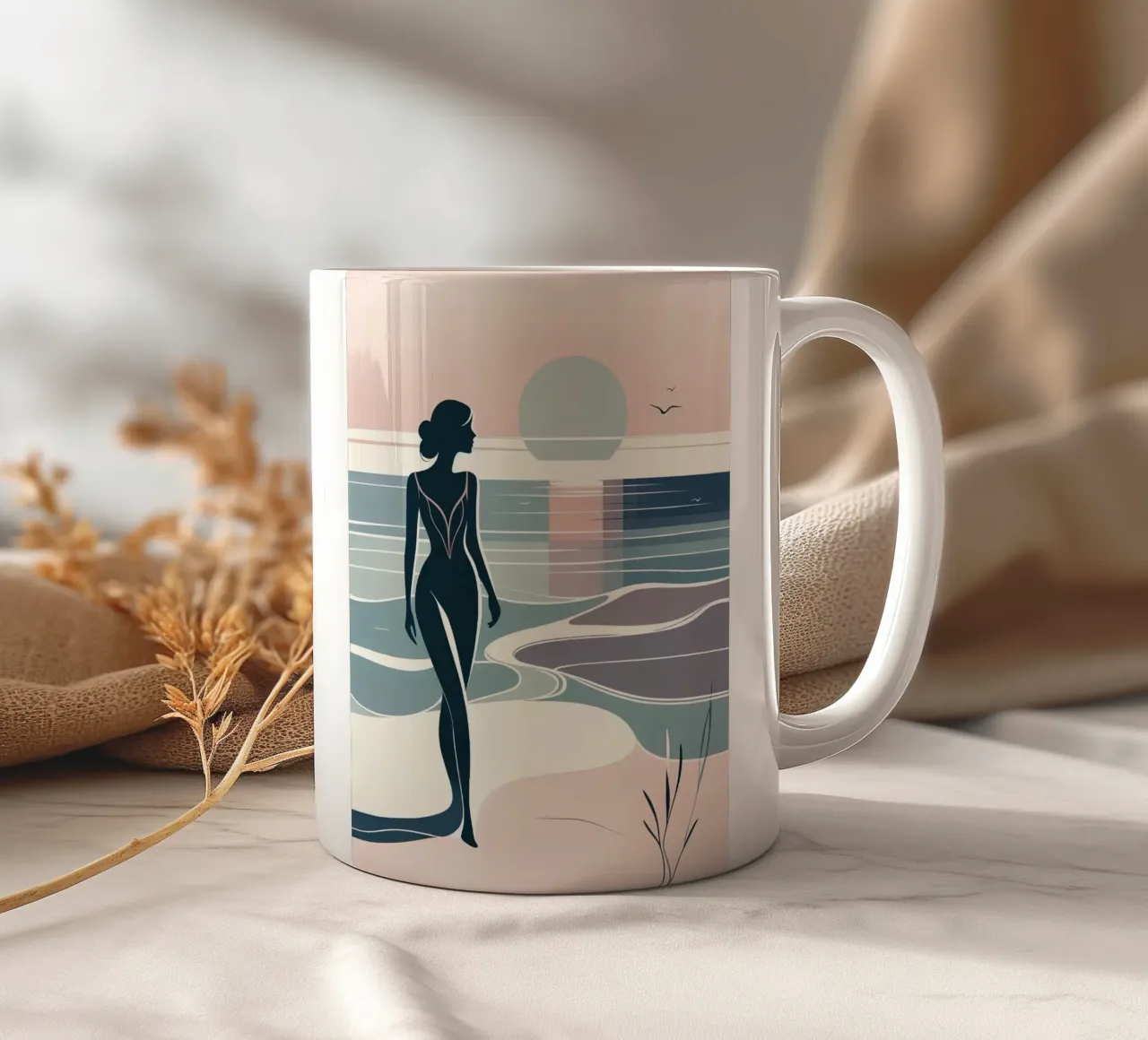 silhouette woman keramische mok van saimo