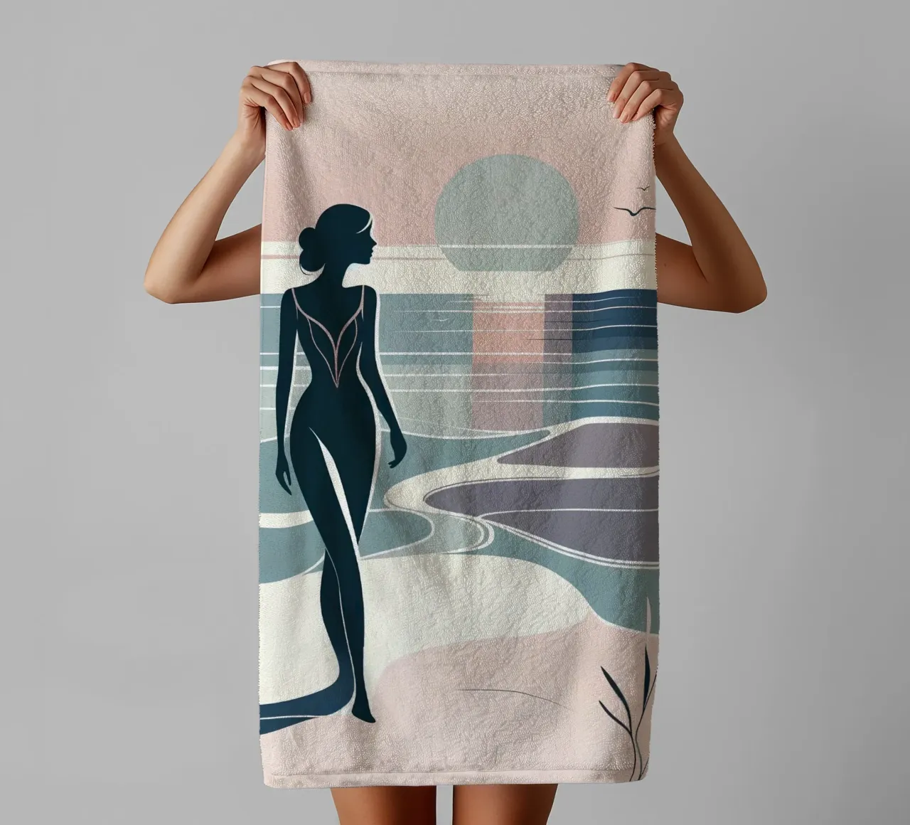 silhouette woman badhanddoek van saimo
