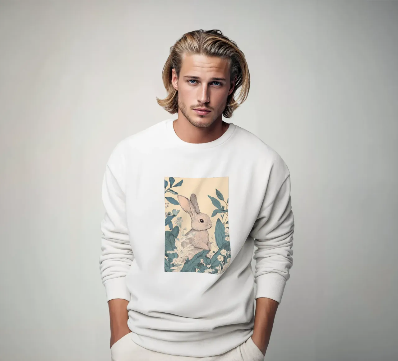 Coniglio nella giungla felpa da Melloi Art Print