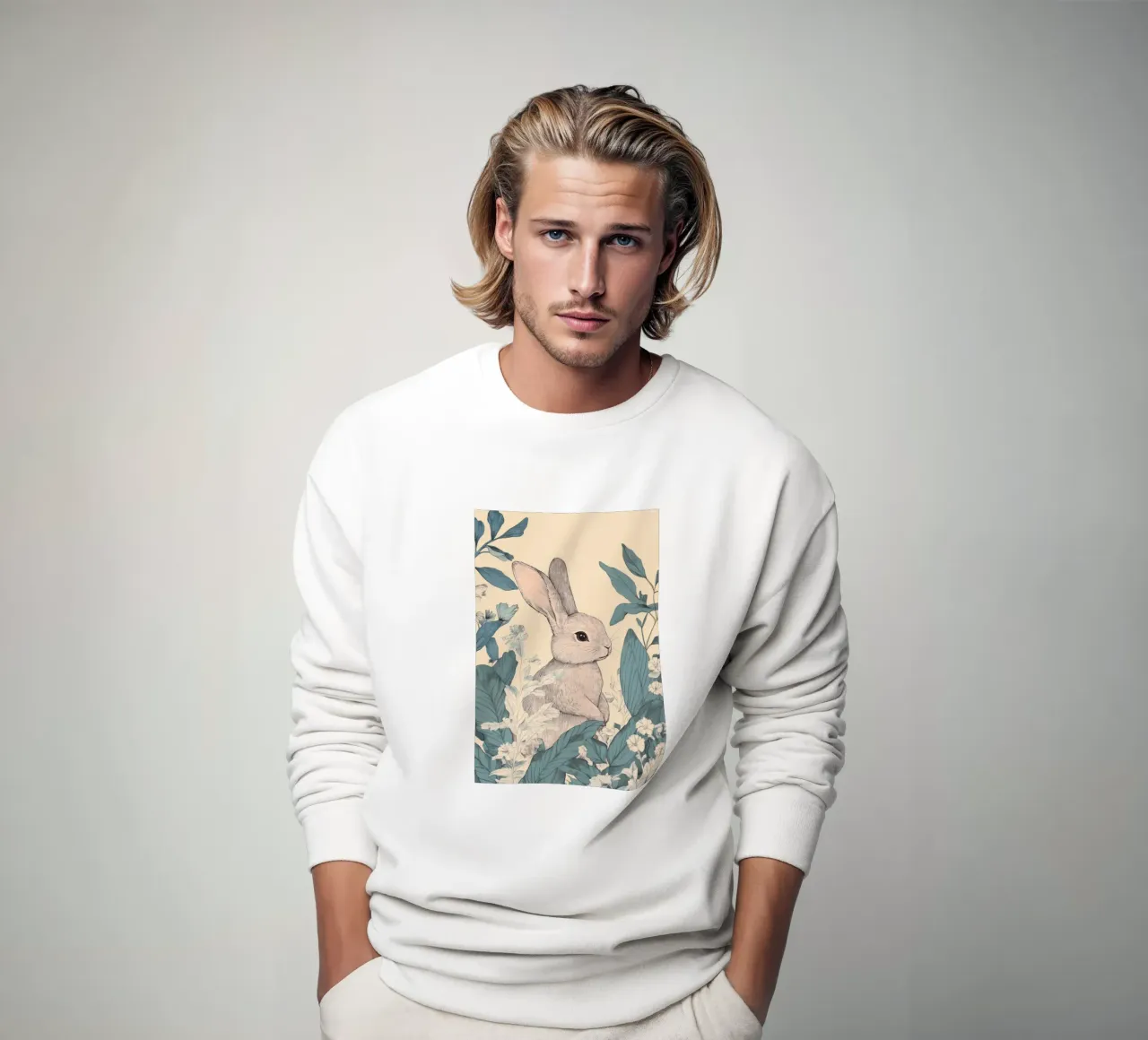 Kaninchen im Dschungel Sweatshirt von Melloi Art Print