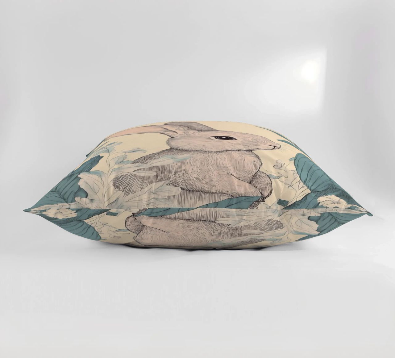 Rabbit in the Jungle decorative cushion by Melloi Art Print
