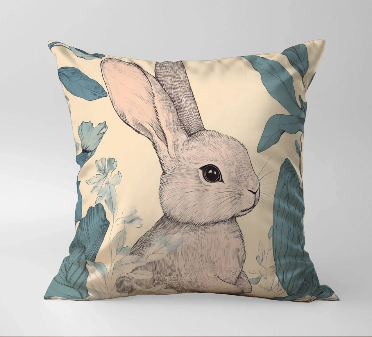 Rabbit in the Jungle decorative cushion by Melloi Art Print