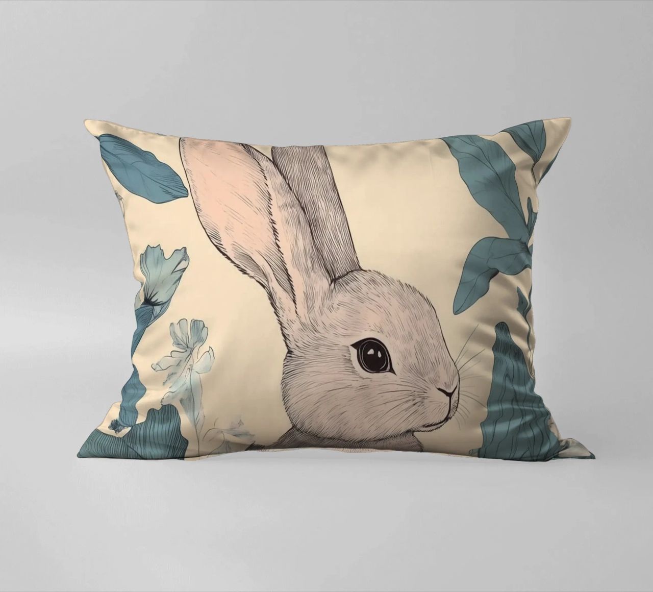 Rabbit in the Jungle decorative cushion by Melloi Art Print