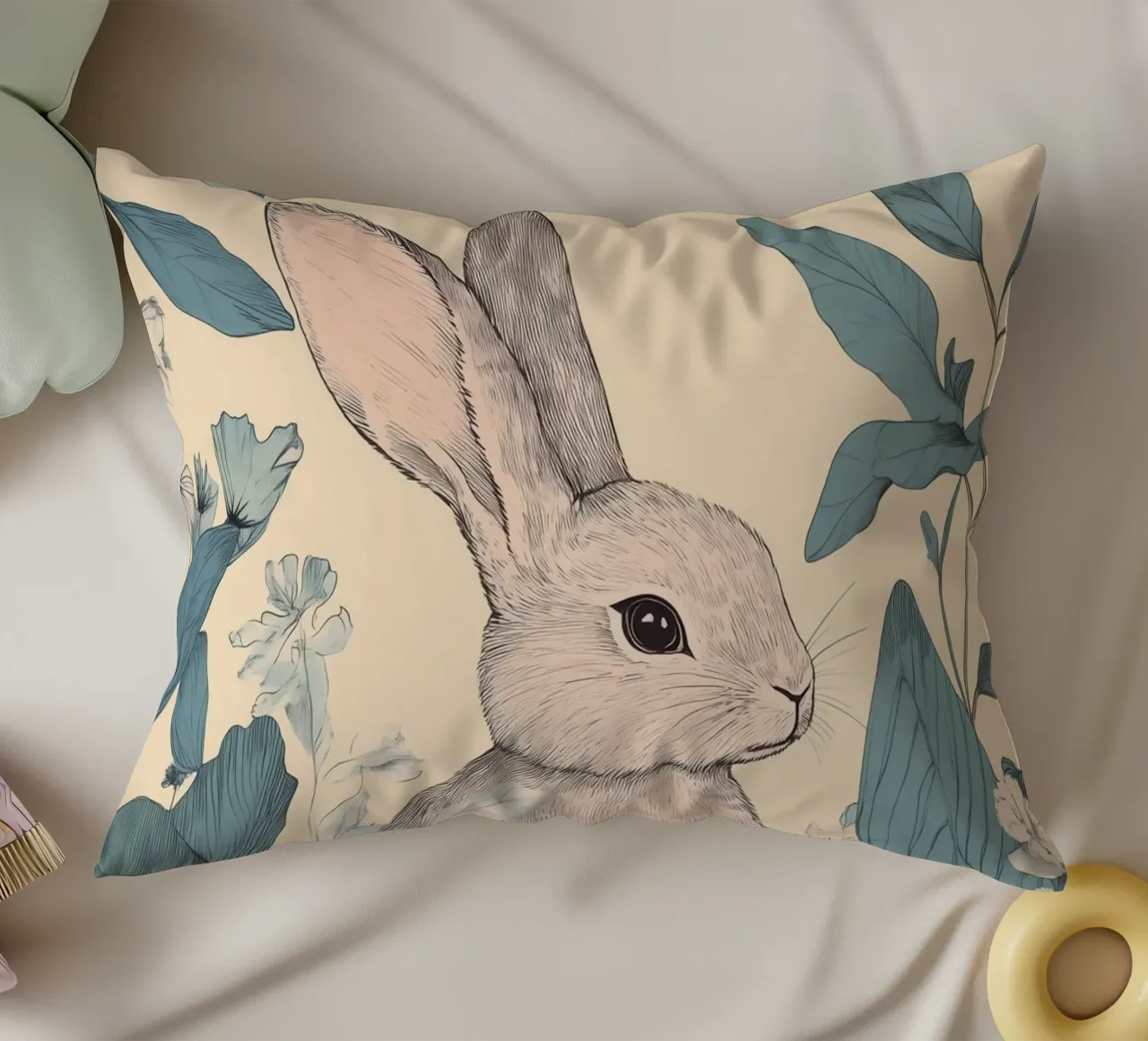 Coniglio nella giungla cuscino da Melloi Art Print