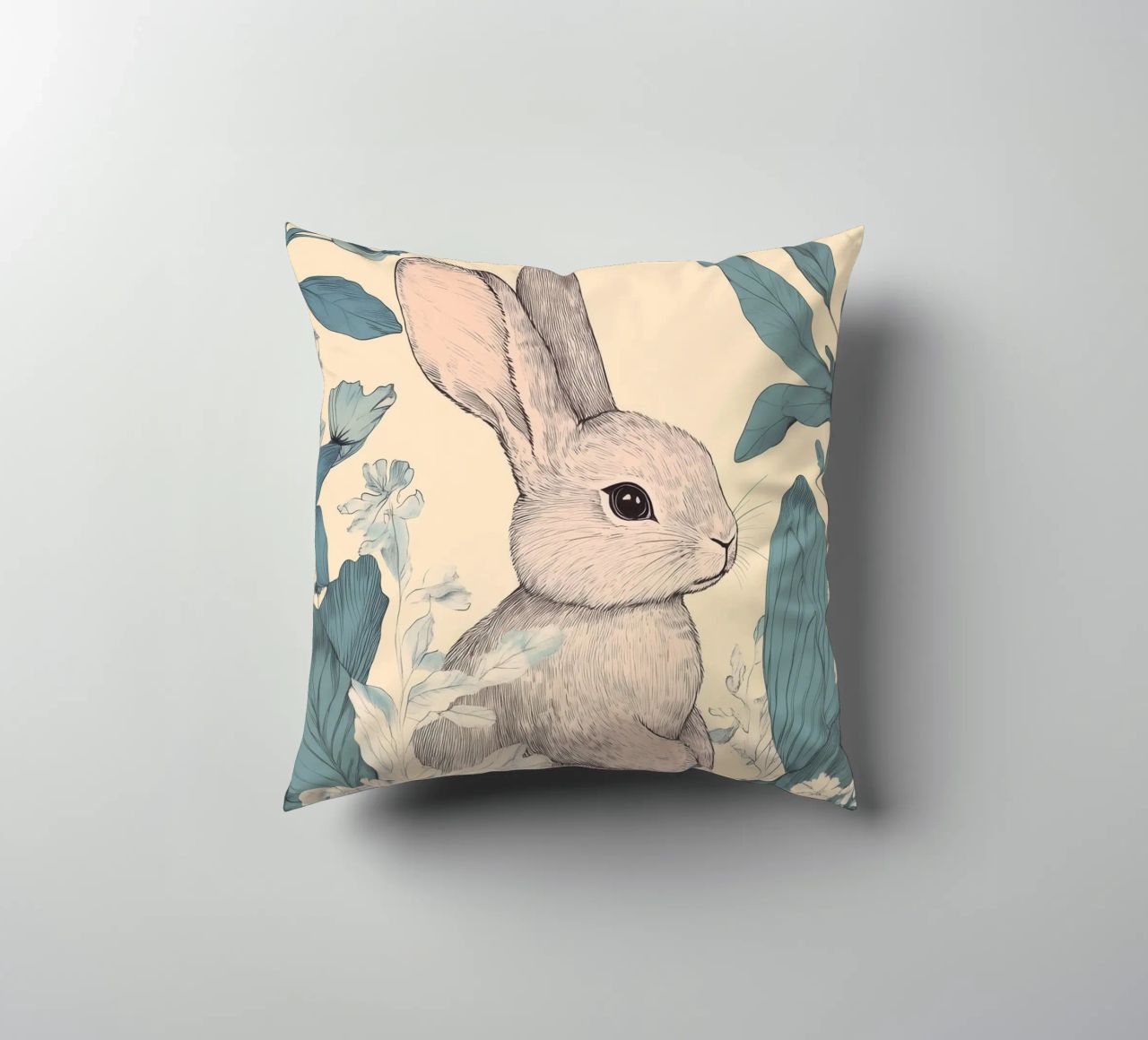 Rabbit in the Jungle decorative cushion by Melloi Art Print