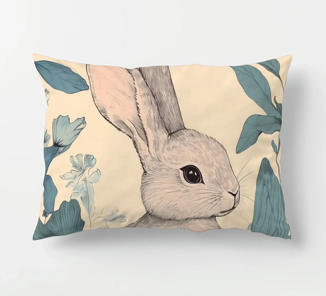 Rabbit in the Jungle decorative cushion by Melloi Art Print