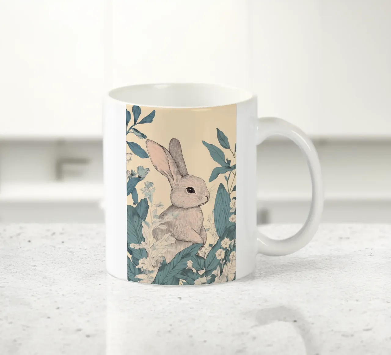 Conejo en la jungla taza de cerámica de Melloi Art Print