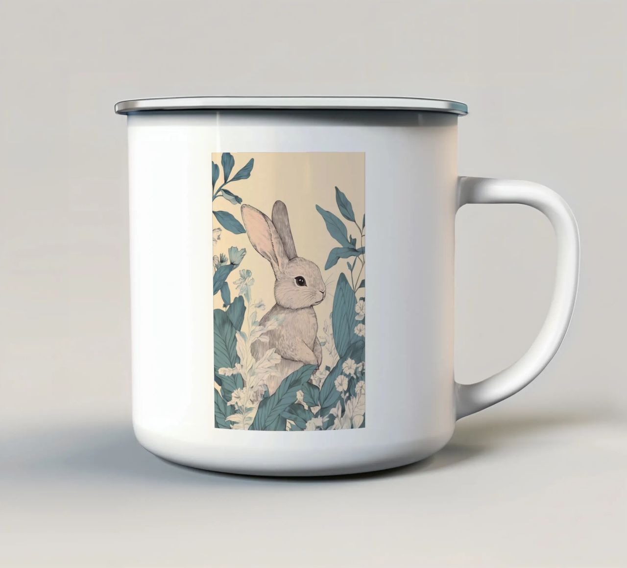 Rabbit in the Jungle enamel mug by Melloi Art Print