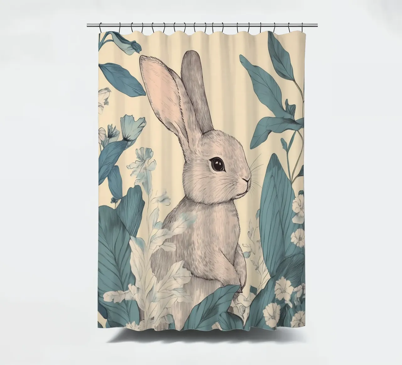 Kaninchen im Dschungel Duschvorhang von Melloi Art Print
