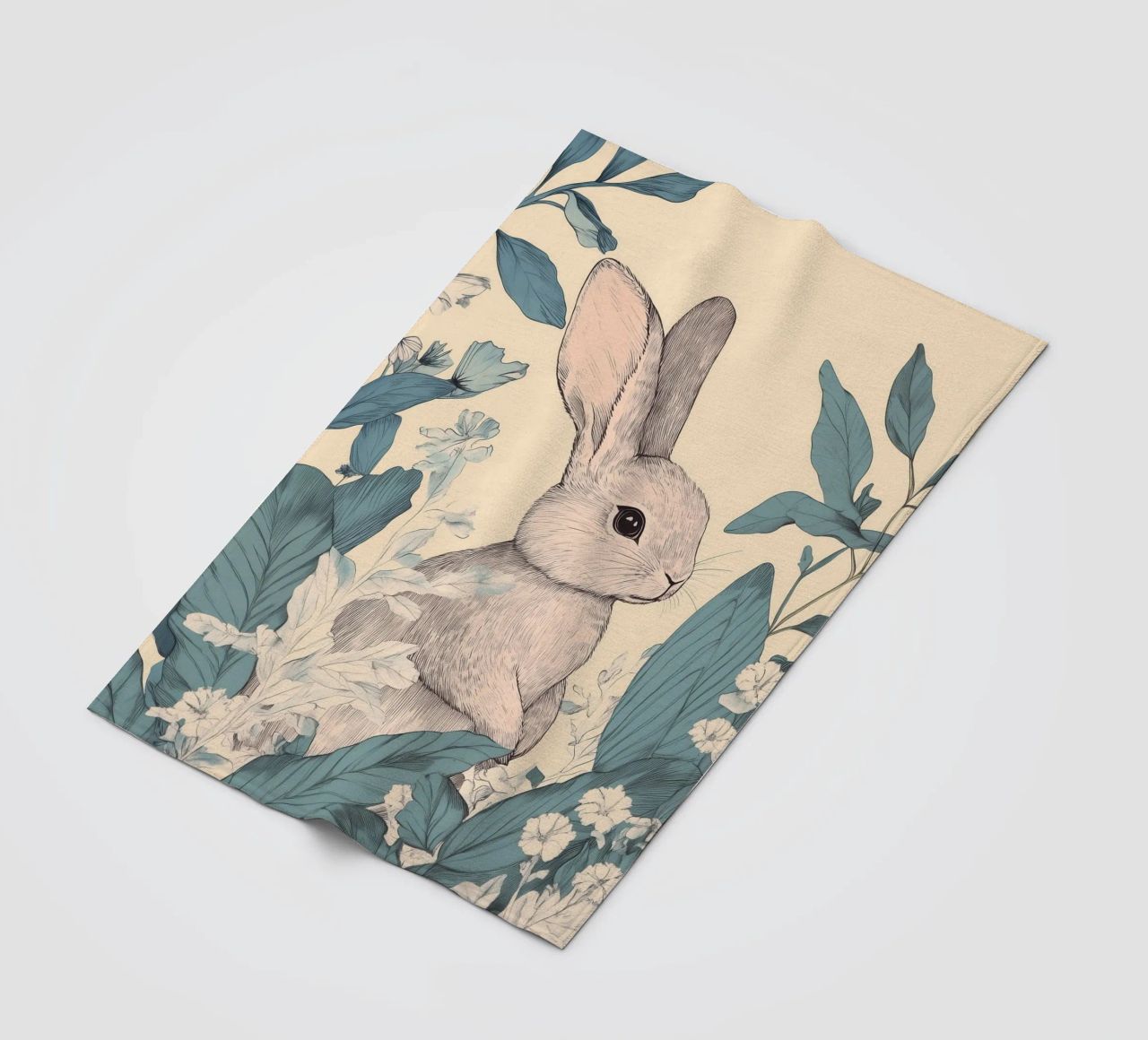 Rabbit in the Jungle fleece blanket by Melloi Art Print