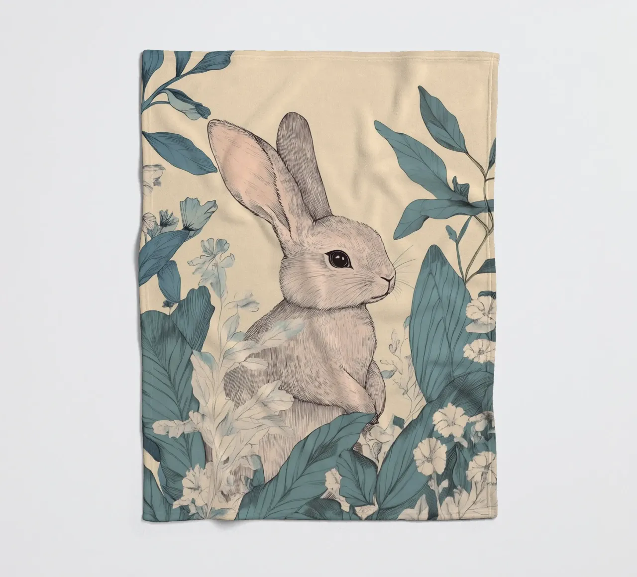 Kaninchen im Dschungel Fleecedecke von Melloi Art Print