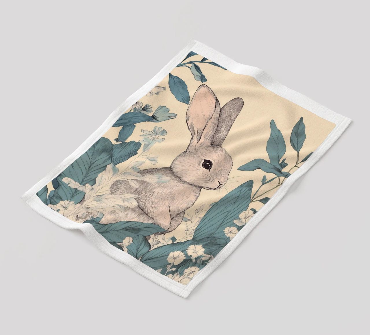 Rabbit in the Jungle fleece blanket by Melloi Art Print