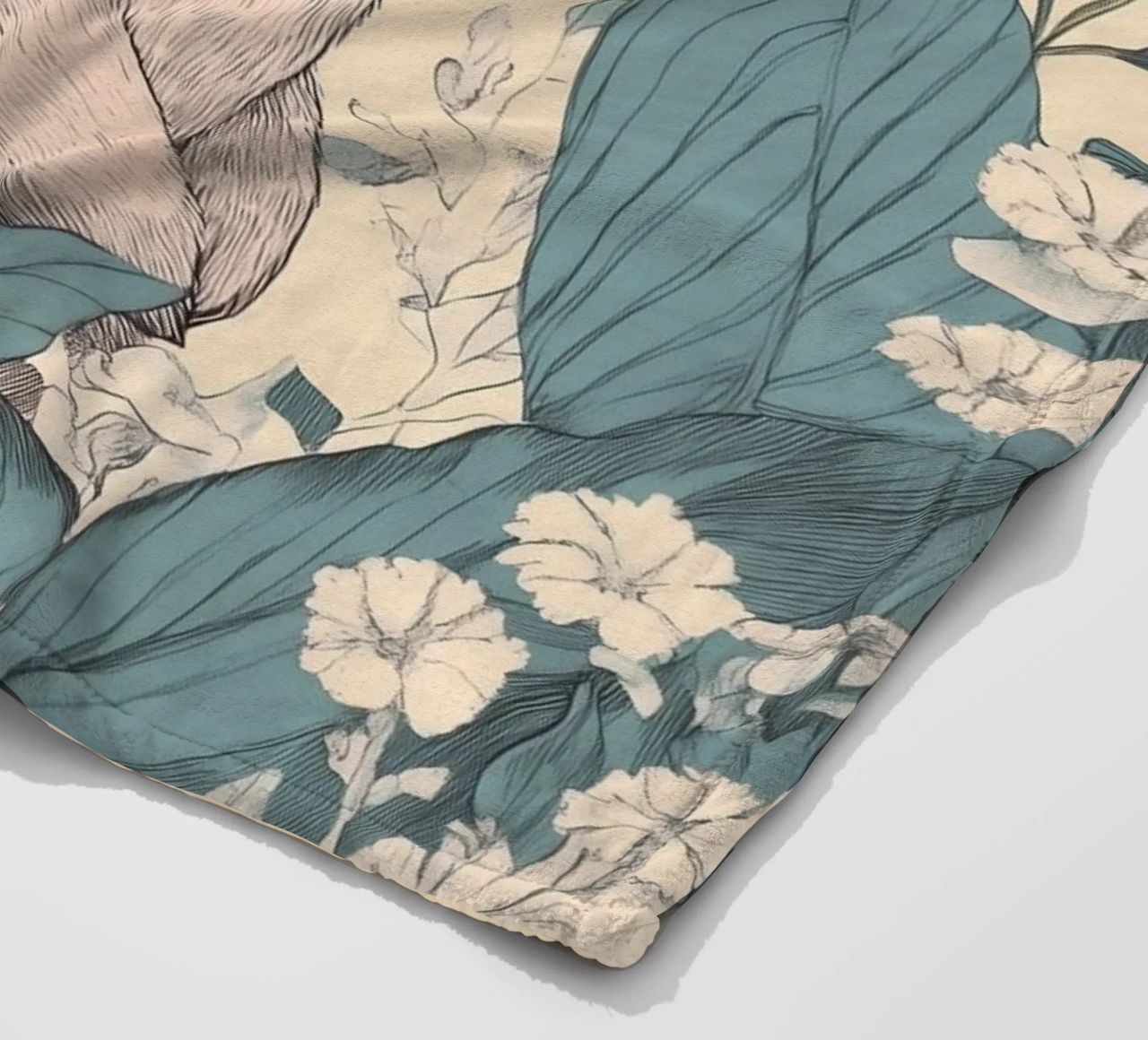 Rabbit in the Jungle fleece blanket by Melloi Art Print