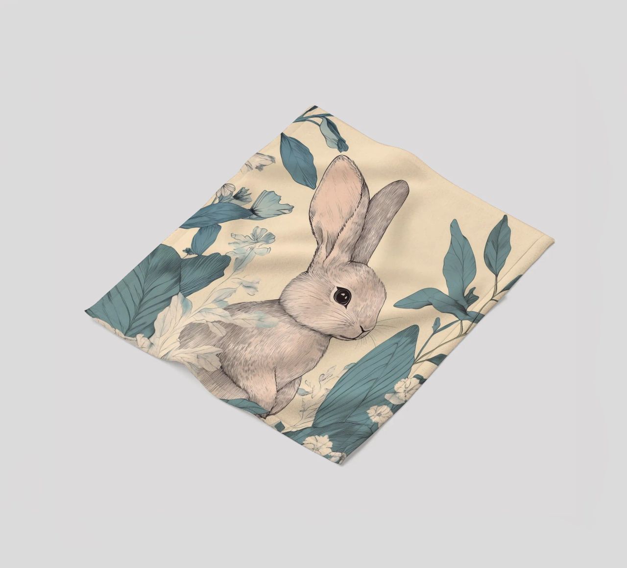 Rabbit in the Jungle fleece blanket by Melloi Art Print