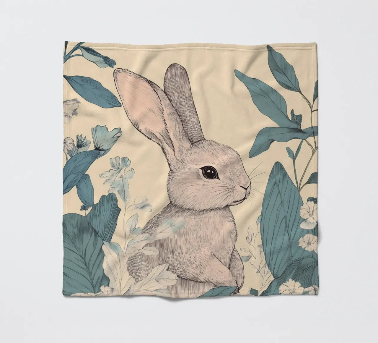 Kaninchen im Dschungel Fleecedecke von Melloi Art Print