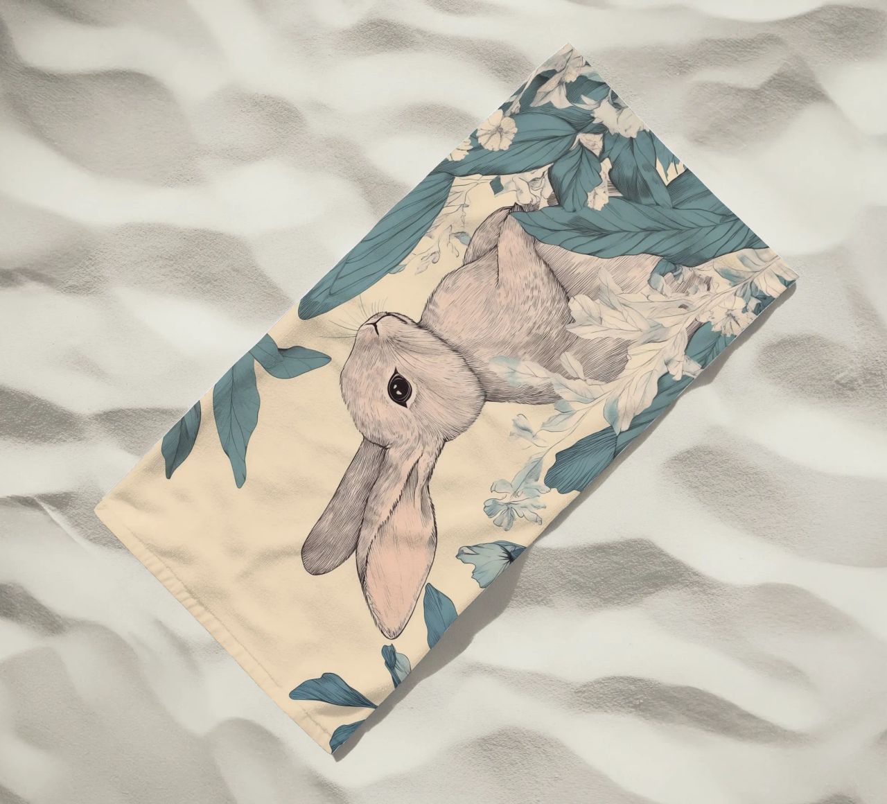Rabbit in the Jungle beach towel by Melloi Art Print