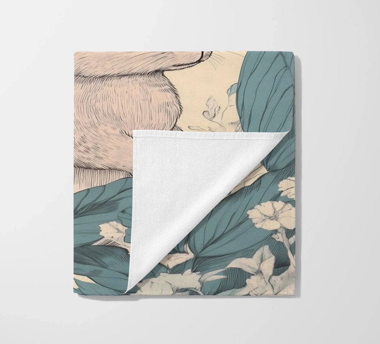 Rabbit in the Jungle beach towel by Melloi Art Print