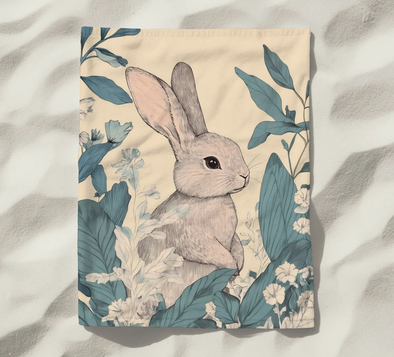 Rabbit in the Jungle beach towel by Melloi Art Print