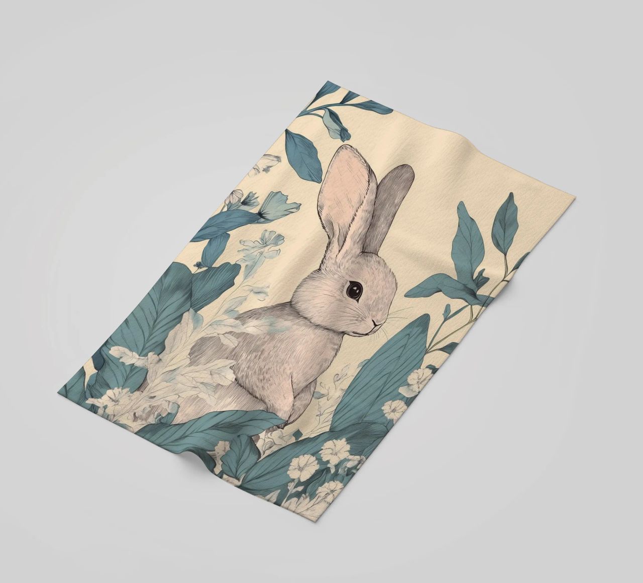 Rabbit in the Jungle beach towel by Melloi Art Print