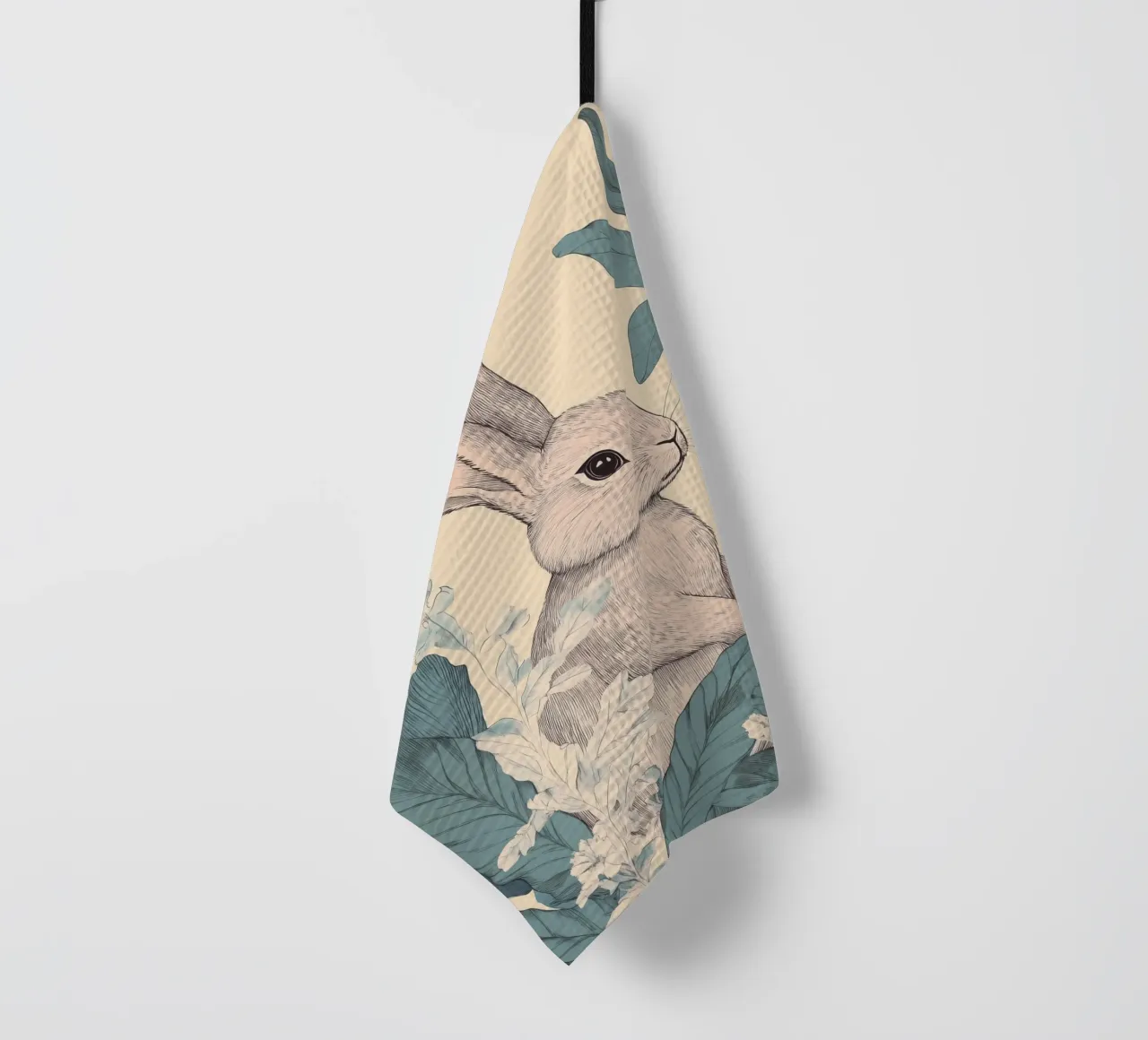 Kaninchen im Dschungel Geschirrtuch von Melloi Art Print