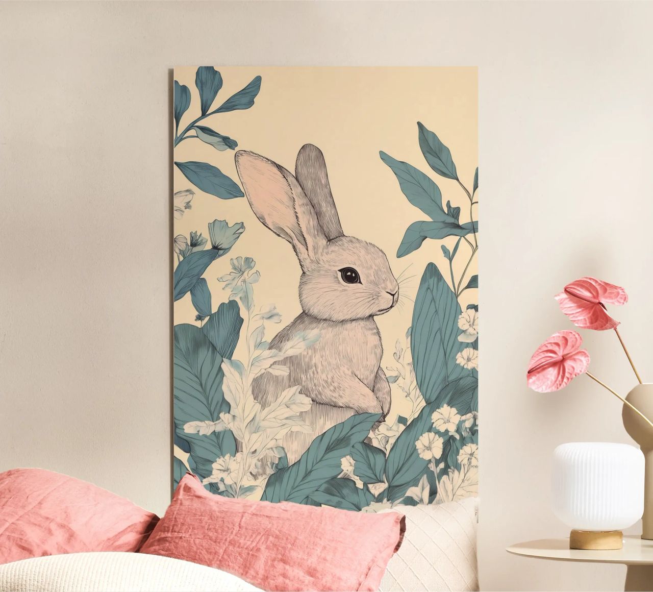 Rabbit in the Jungle alu-dibond by Melloi Art Print