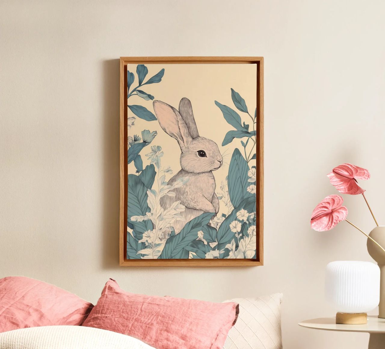 Rabbit in the Jungle canvas by Melloi Art Print