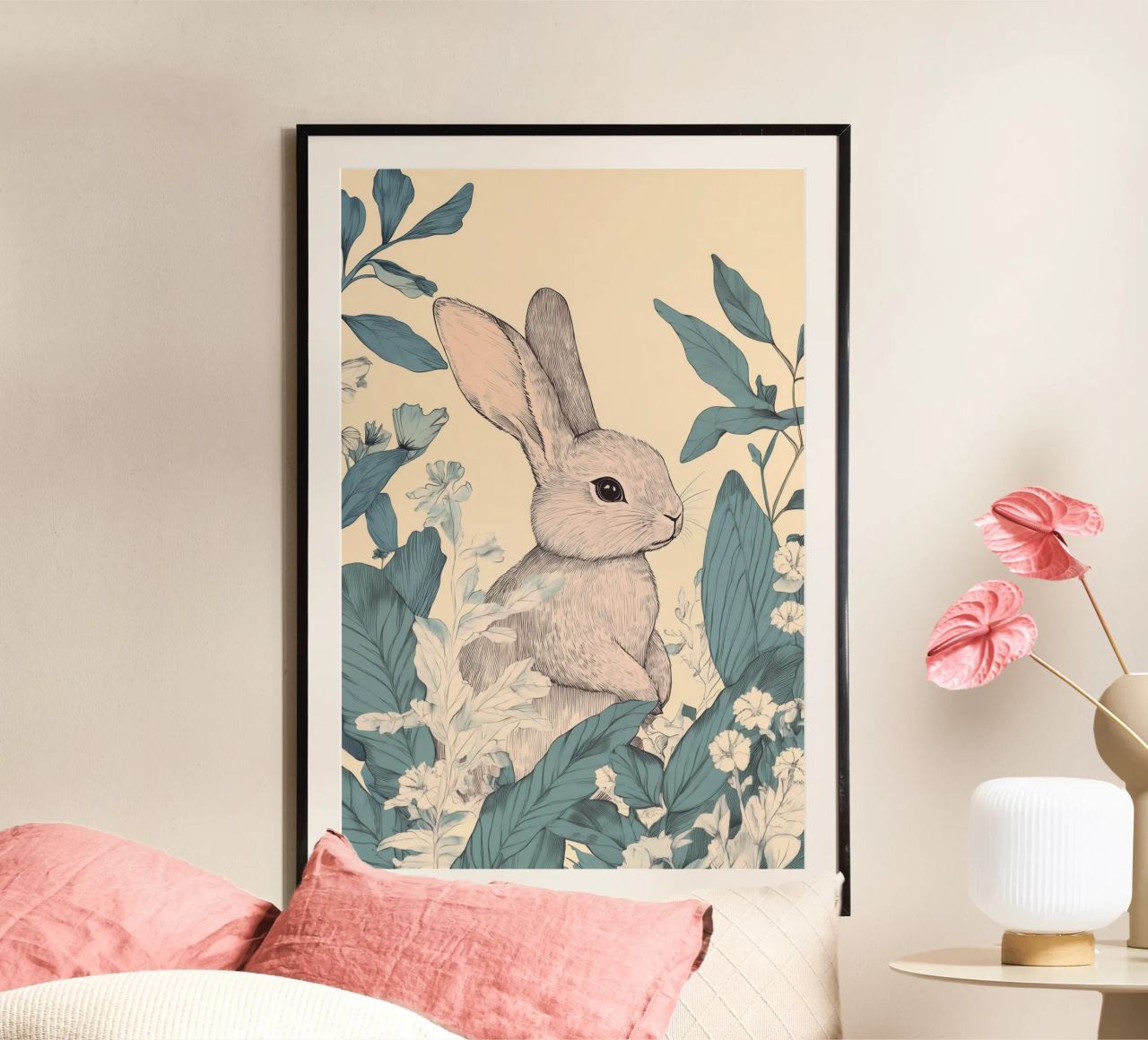 Rabbit in the Jungle poster by Melloi Art Print