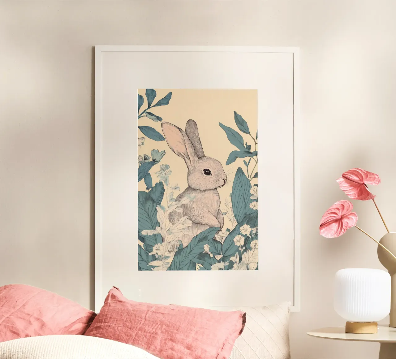 Coniglio nella giungla carta hahnemühle da Melloi Art Print