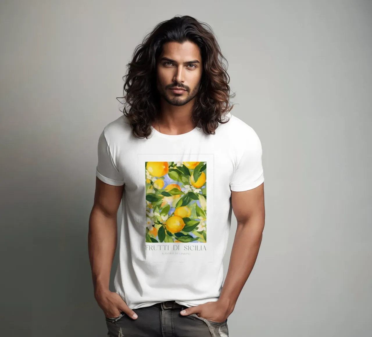Italienische Zitrone Drucken, Obst Poster, Zitrone Italienisch Wandkunst T-Shirt von Bella Studio