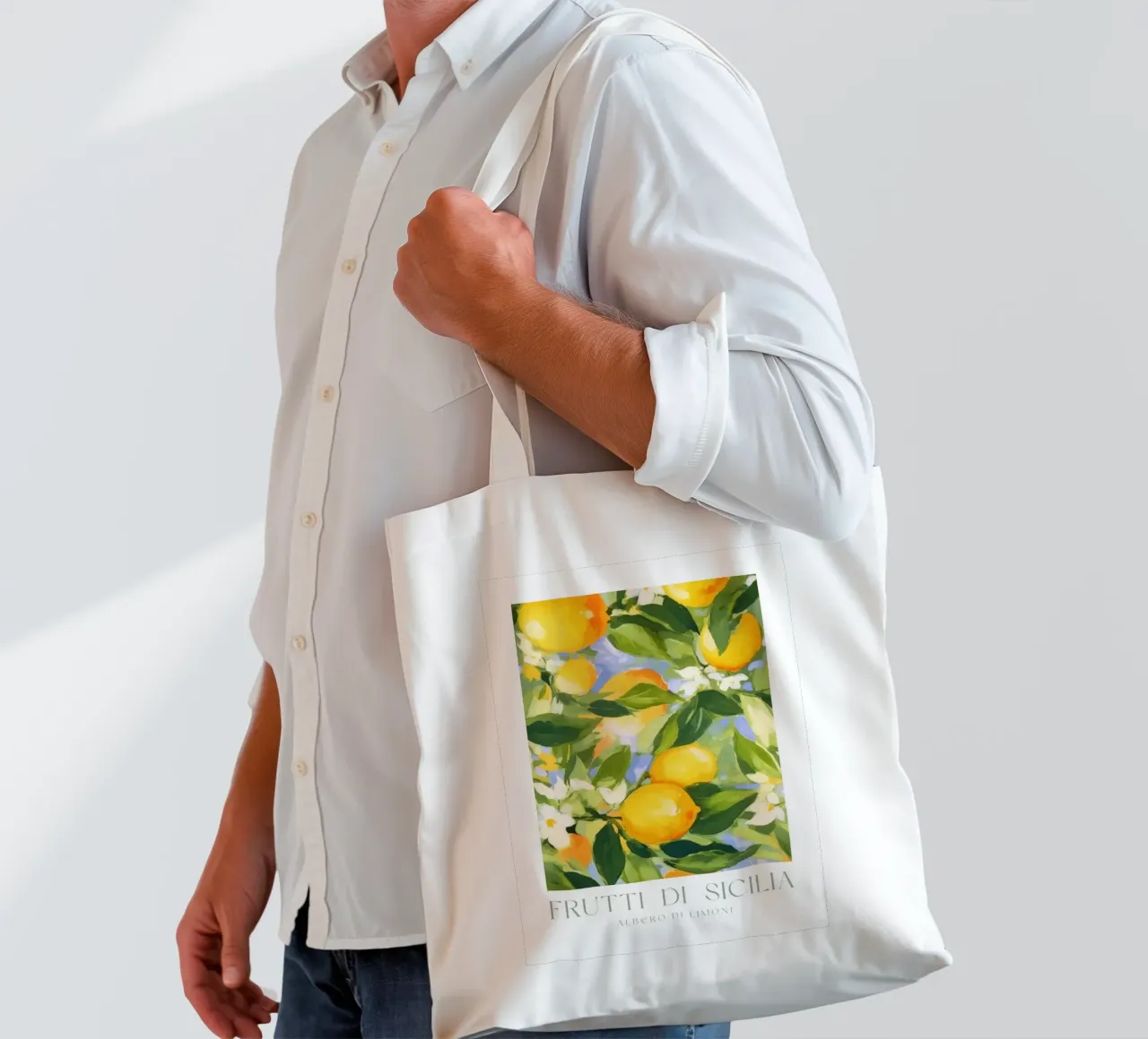 Italienische Zitrone Drucken, Obst Poster, Zitrone Italienisch Wandkunst Jutebeutel von Bella Studio
