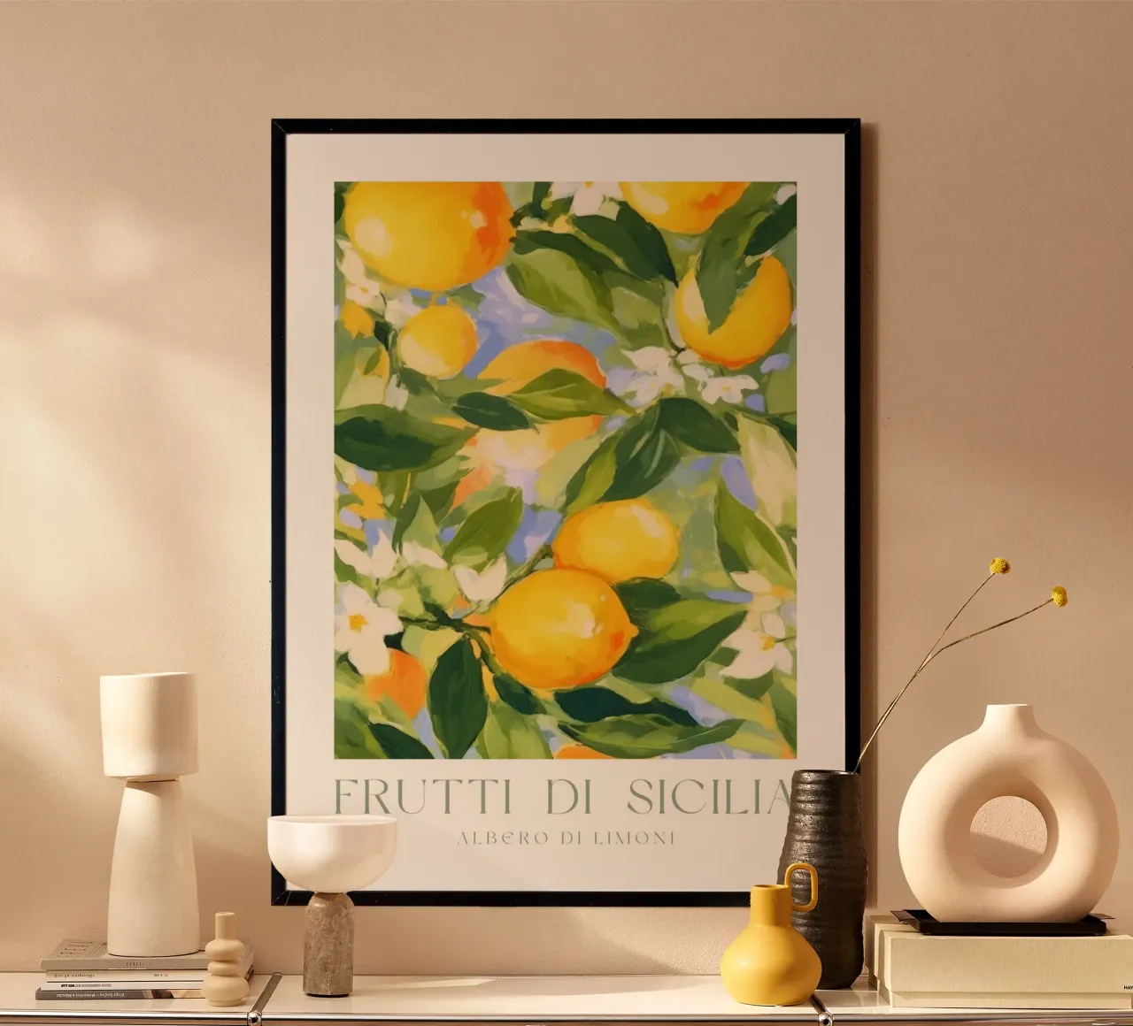 Italian Lemon Print, Fruit Poster, Lemon Italian Wall Art poster by Bella Studio