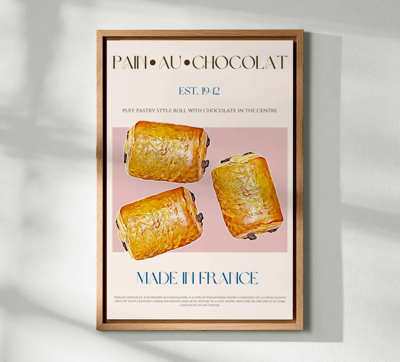 Pain Au Chocolat Print canvas met Baklijst van KOKRPrints