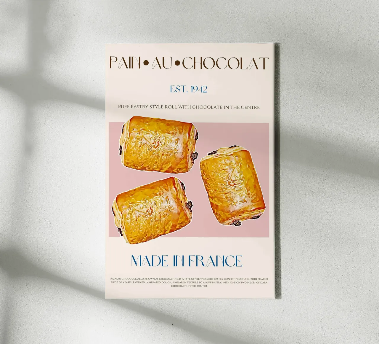 Pain Au Chocolat Print canvas met Baklijst van KOKRPrints