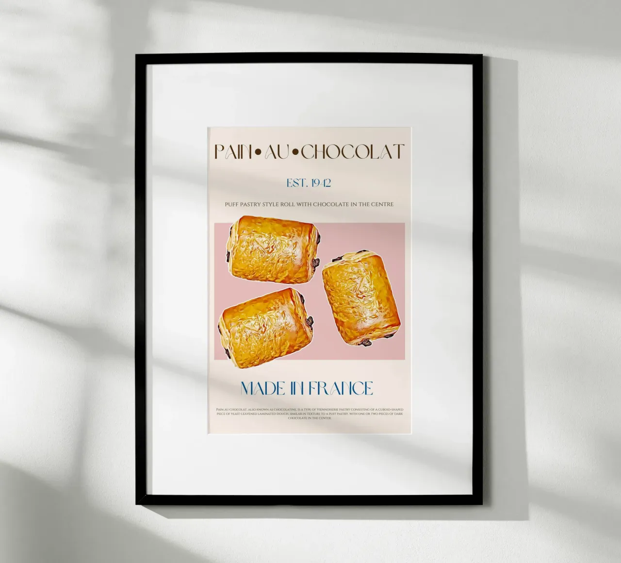 Stampa Pain Au Chocolat poster con telaio in alluminio da KOKRPrints