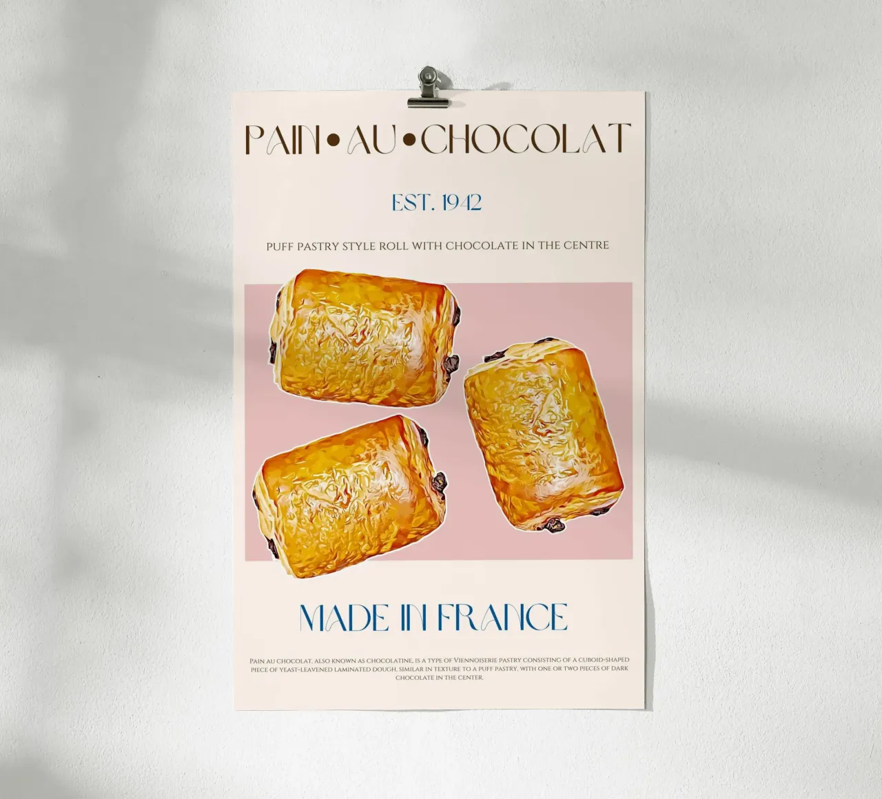 Stampa Pain Au Chocolat poster con telaio in alluminio da KOKRPrints