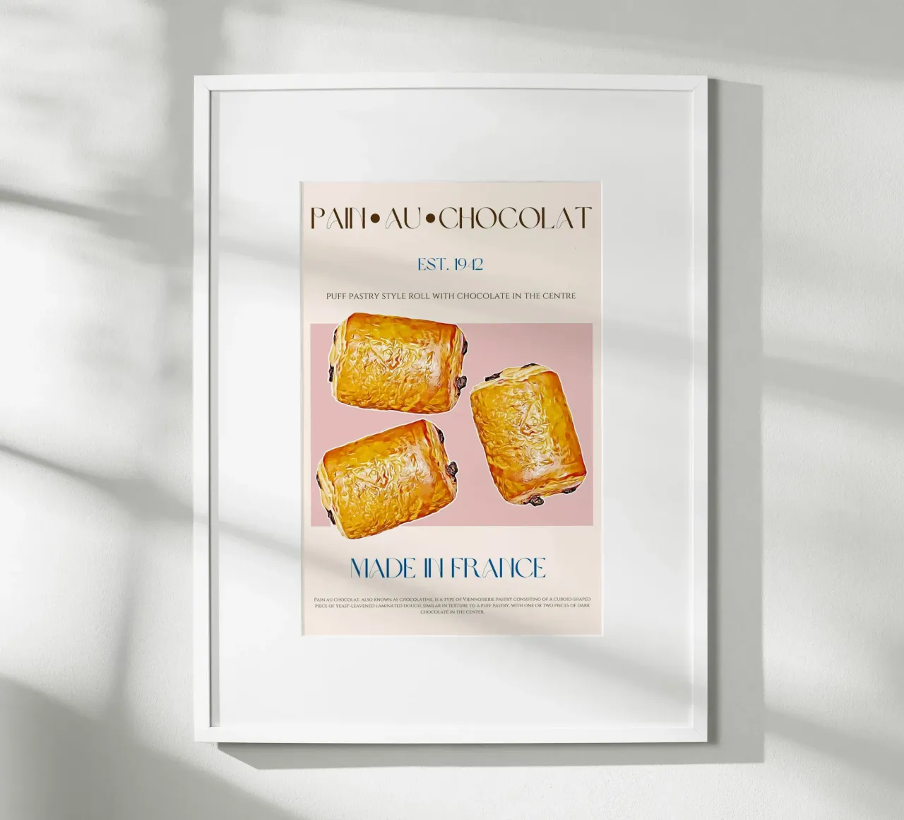 Stampa Pain Au Chocolat poster con telaio in alluminio da KOKRPrints
