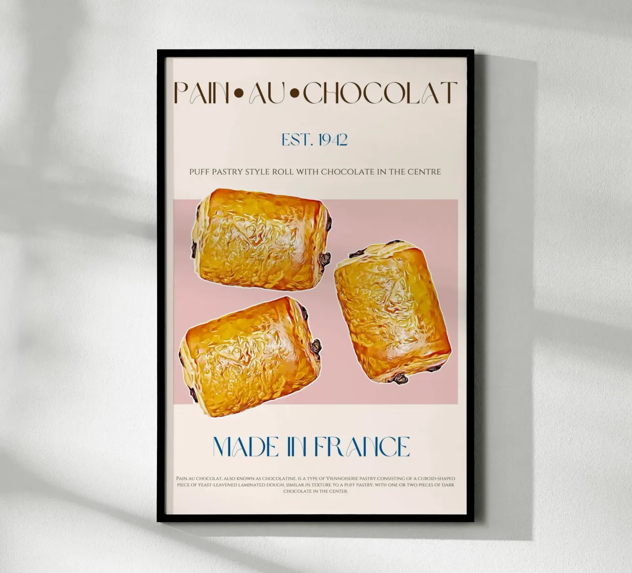Stampa Pain Au Chocolat poster con telaio in alluminio da KOKRPrints