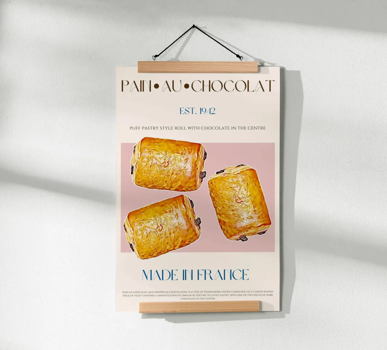 Stampa Pain Au Chocolat poster con telaio in alluminio da KOKRPrints