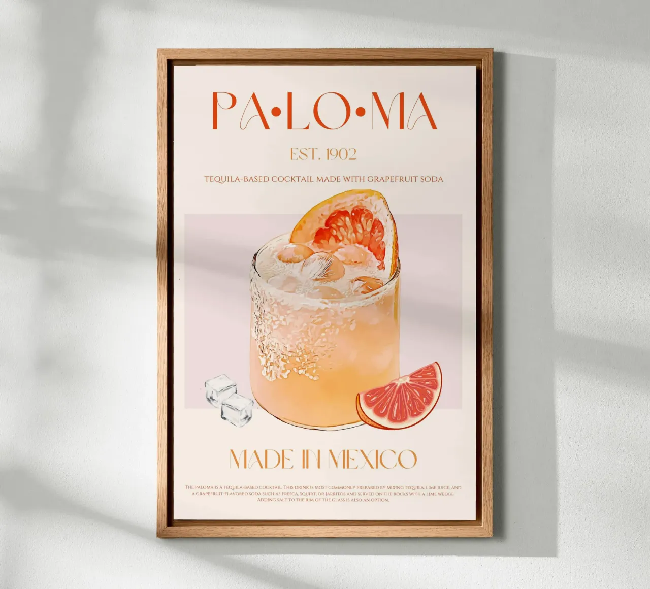 Paloma Cocktailprint canvas met Baklijst van KOKRPrints