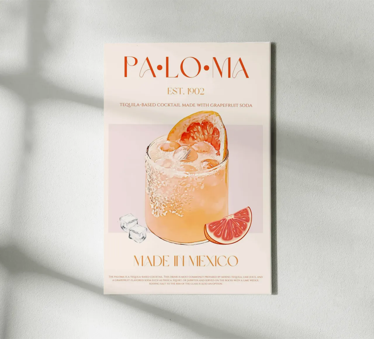 Paloma Cocktail Print canvas by KOKRPrints
