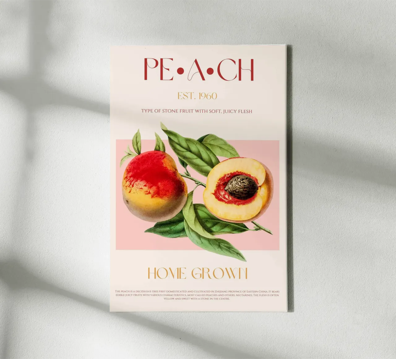 Peach Fruit Print canvas with Floater frame by KOKRPrints