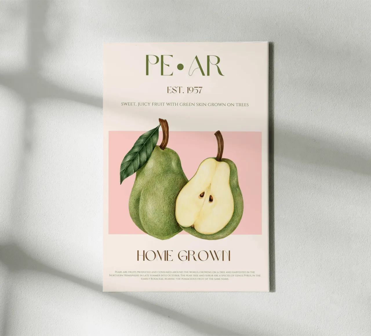 Pear Fruit Print canvas with Floater frame by KOKRPrints