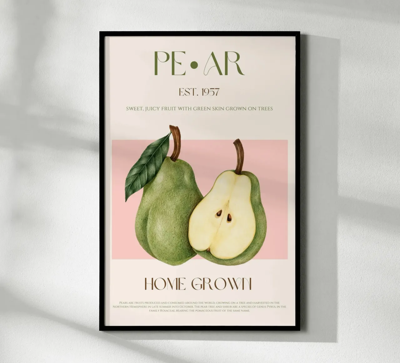 Stampa di frutta a pera poster con telaio in alluminio da KOKRPrints