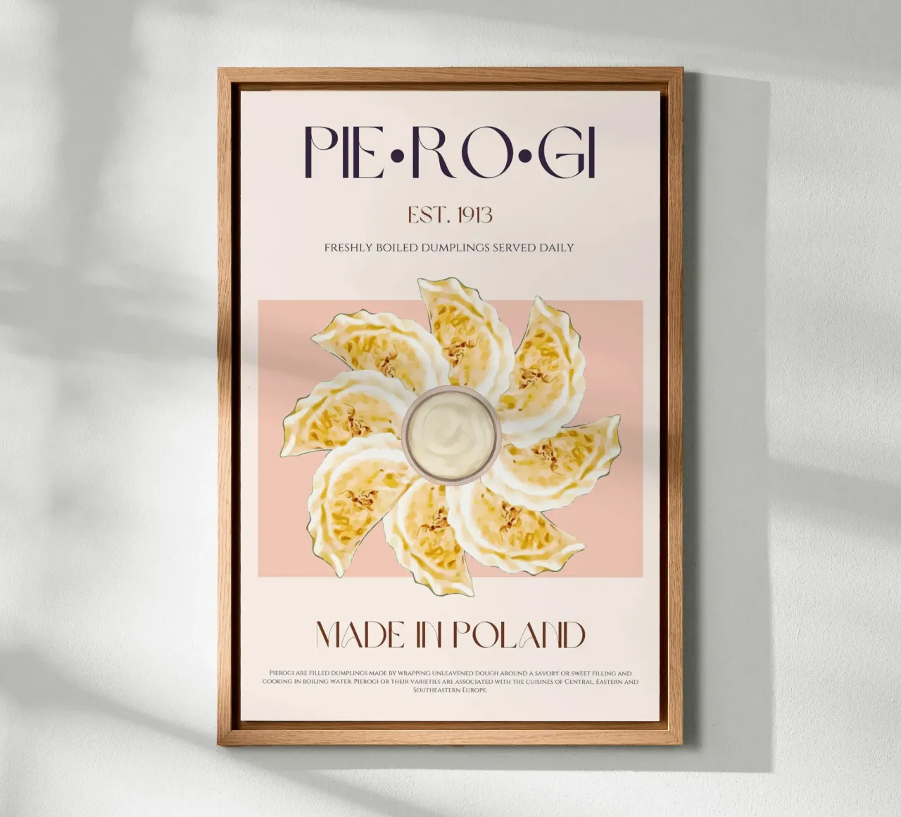 Pierogi Print canvas with Floater frame by KOKRPrints