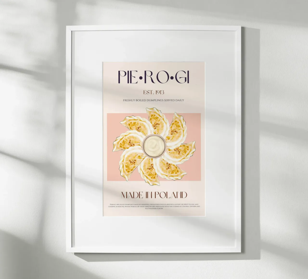 Pierogi Print poster con marco de madera de KOKRPrints