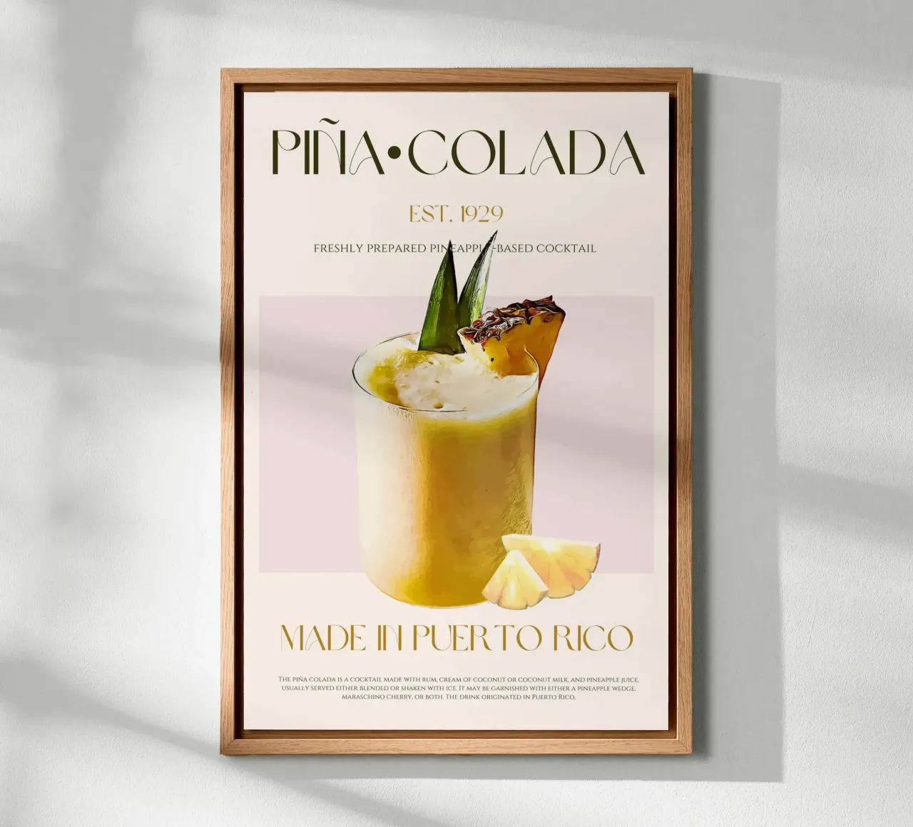 Pina Colada Cocktail Print canvas by KOKRPrints