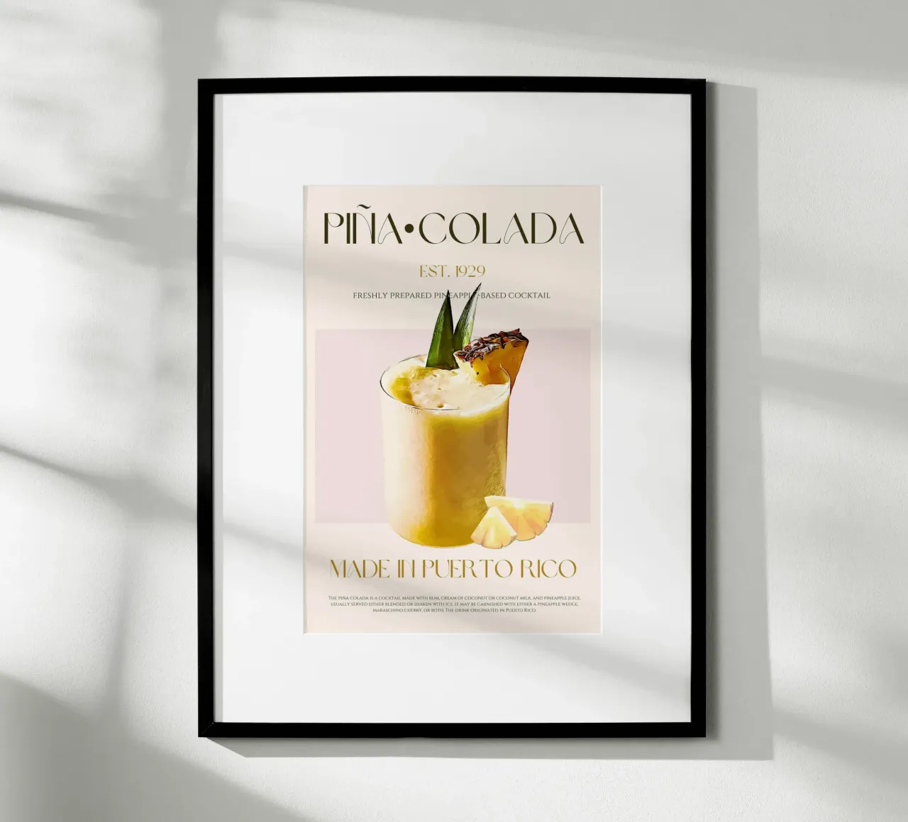 Pina Colada Cocktail Print poster by KOKRPrints