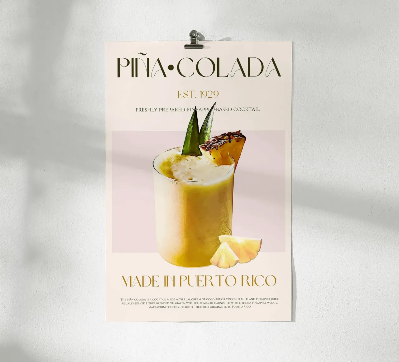 Pina Colada Cocktail Print poster by KOKRPrints