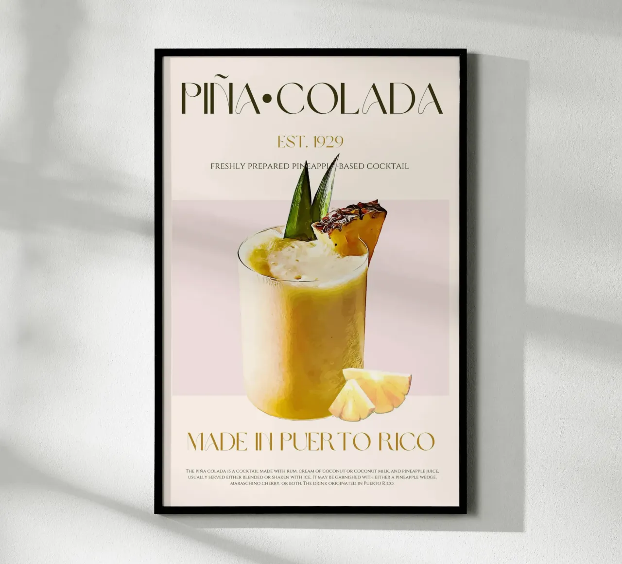 Pina Colada Cocktail Print poster by KOKRPrints