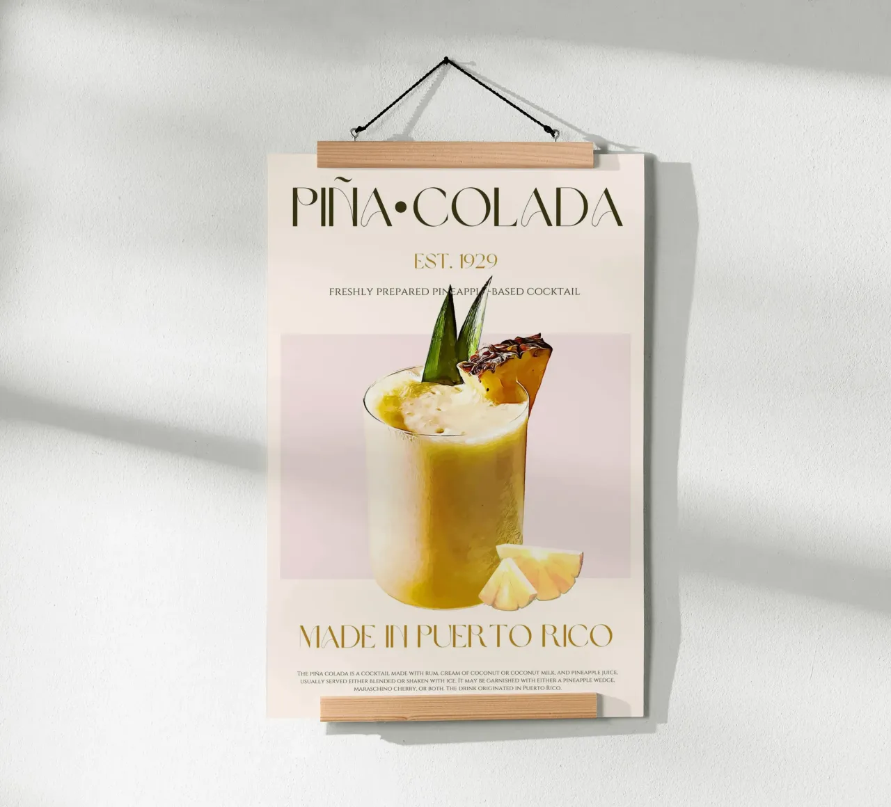 Pina Colada Cocktail Print poster by KOKRPrints
